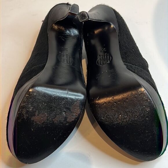 House Of Harlow Black Calf Hair Ankle Booties Size 36 - Picture 8 of 15